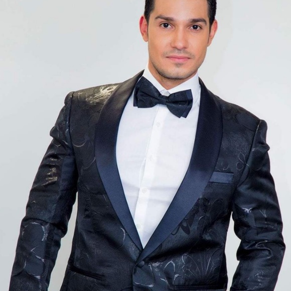 Black Floral Tuxedo Jacket Size 40 Regular Modern Fit